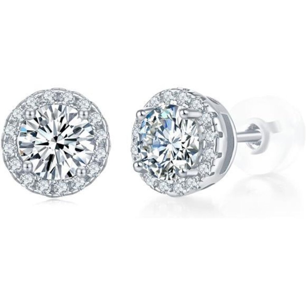 0.5Ct Moissanite Stud Earrings | 925 Sterling Silver Earrings | Women & Men